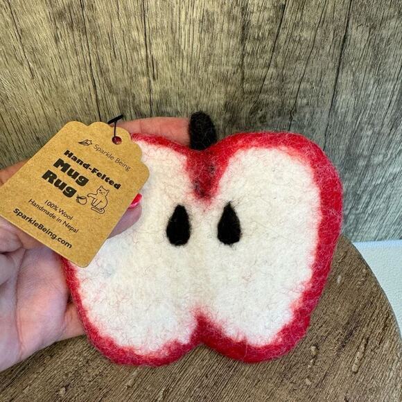 Felt Apple Coaster Mug Rug Home Decor Gift for Boho NEW FAST SHIP - Picture 4 of 4